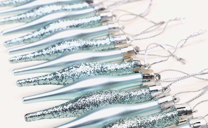 Christmas Concepts 8.5cm, 85mm (3.4") Matte Glitter Droplet Ball Pack - Christmas Baubles (Ice Blue) - Image 4